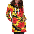 Hawaiian Hibiscus Flowers Pattern Print Pullover Hoodie Dress