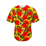 Hawaiian Hibiscus Flowers Pattern Print Men's Baseball Jersey