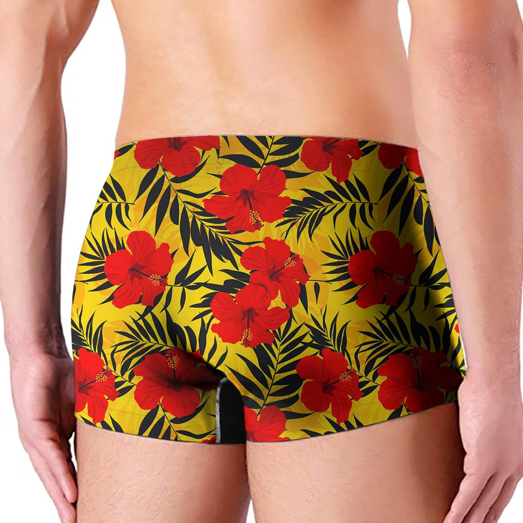 Hawaiian Hibiscus Flowers Pattern Print Men's Boxer Briefs