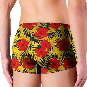 Men's Flower Pattern Print Long Boxers Briefs Shorts