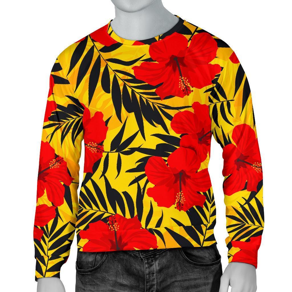 Hawaiian Hibiscus Flowers Pattern Print Men's Crewneck Sweatshirt GearFrost