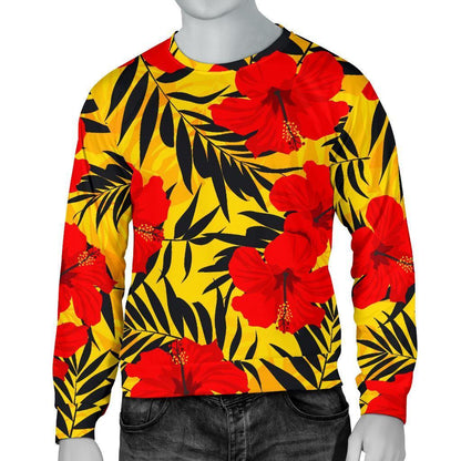 Hawaiian Hibiscus Flowers Pattern Print Men's Crewneck Sweatshirt GearFrost