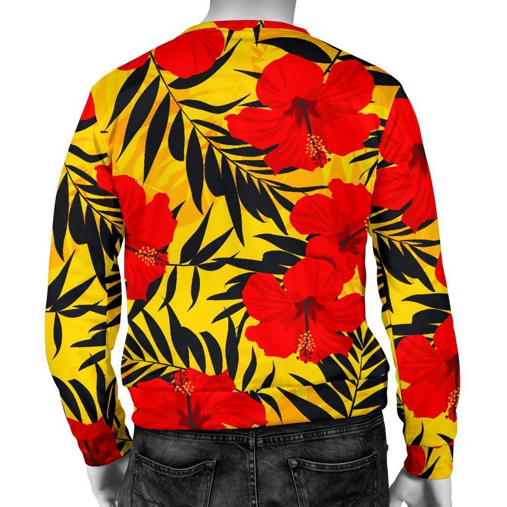 Hawaiian Hibiscus Flowers Pattern Print Men's Crewneck Sweatshirt GearFrost