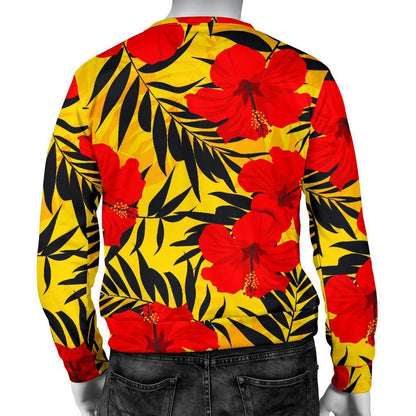 Hawaiian Hibiscus Flowers Pattern Print Men's Crewneck Sweatshirt GearFrost