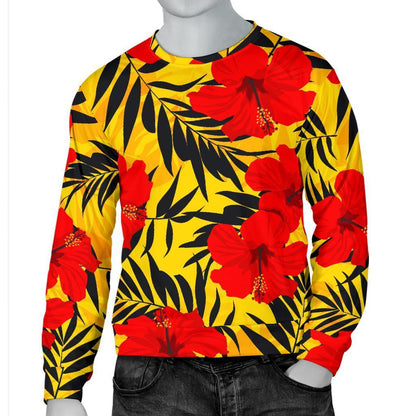 Hawaiian Hibiscus Flowers Pattern Print Men's Crewneck Sweatshirt GearFrost
