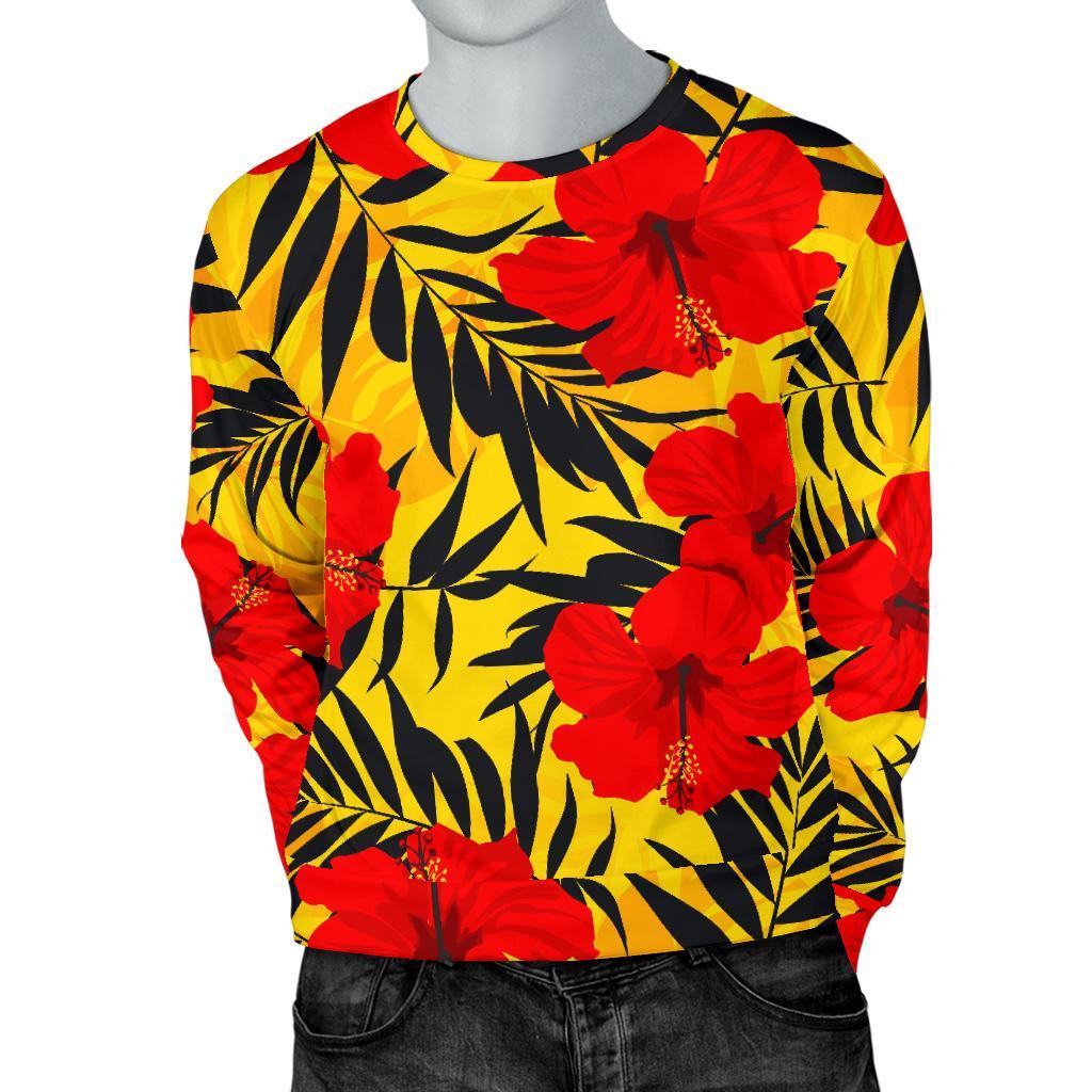 Hawaiian Hibiscus Flowers Pattern Print Men's Crewneck Sweatshirt GearFrost
