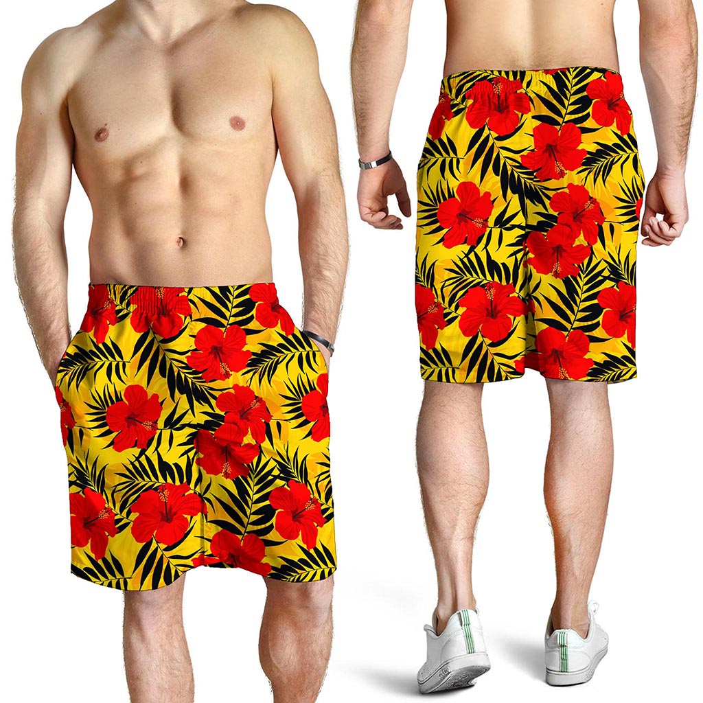 Hawaiian Hibiscus Flowers Pattern Print Men's Shorts