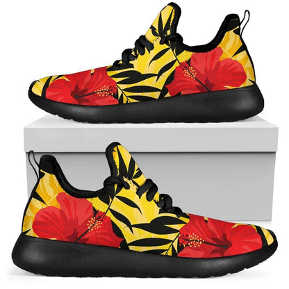 Hawaiian Hibiscus Flowers Pattern Print Mesh Knit Shoes GearFrost