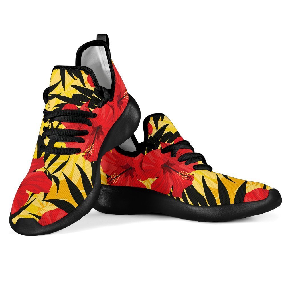 Hawaiian Hibiscus Flowers Pattern Print Mesh Knit Shoes GearFrost