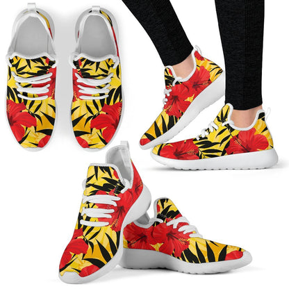 Hawaiian Hibiscus Flowers Pattern Print Mesh Knit Shoes GearFrost