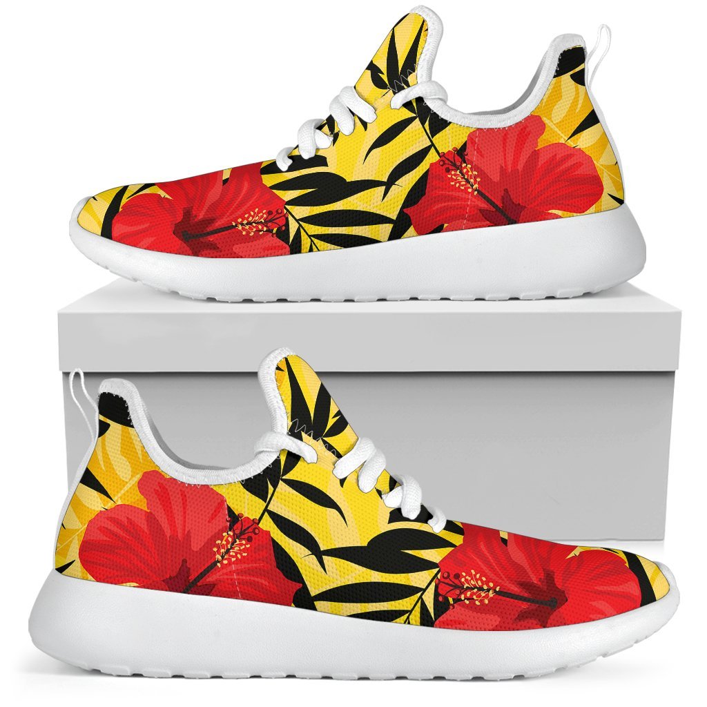 Hawaiian Hibiscus Flowers Pattern Print Mesh Knit Shoes GearFrost