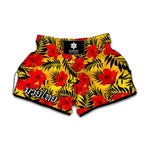 Hawaiian Hibiscus Flowers Pattern Print Muay Thai Boxing Shorts