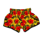 Hawaiian Hibiscus Flowers Pattern Print Muay Thai Boxing Shorts