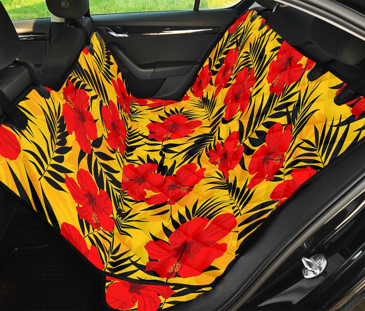 Hawaiian Hibiscus Flowers Pattern Print Pet Car Back Seat Cover