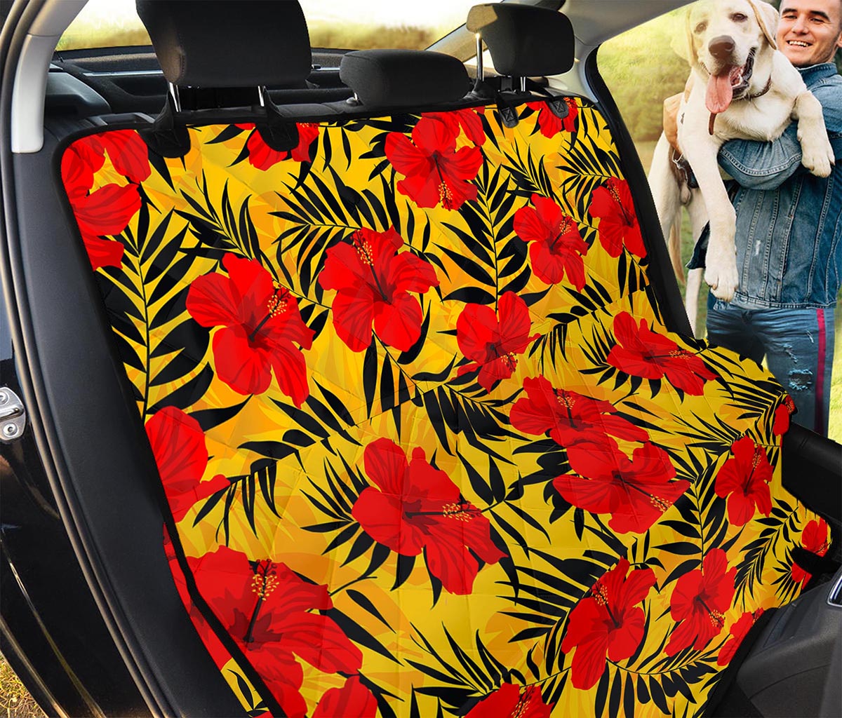 Hawaiian Hibiscus Flowers Pattern Print Pet Car Back Seat Cover