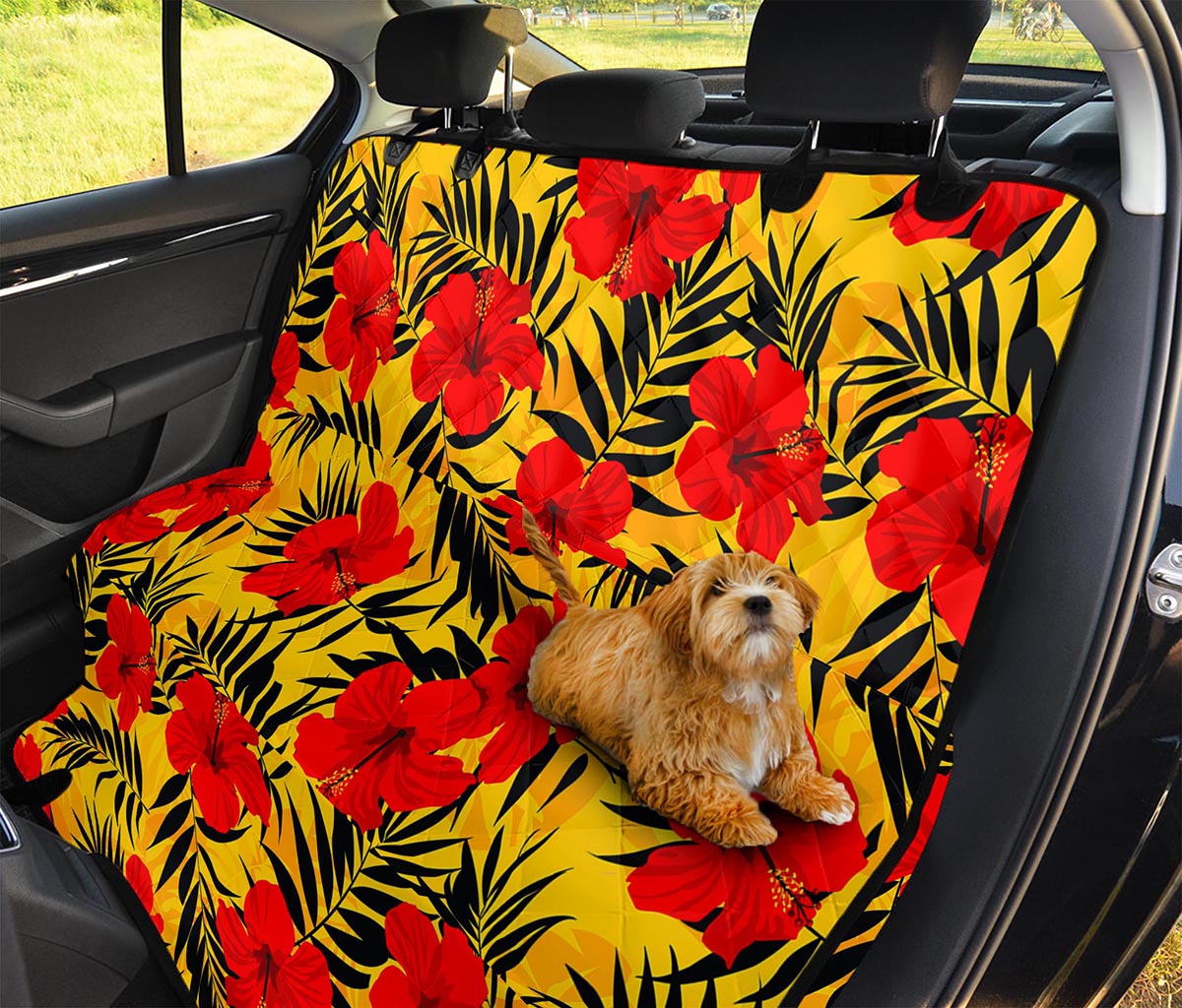 Hawaiian Hibiscus Flowers Pattern Print Pet Car Back Seat Cover