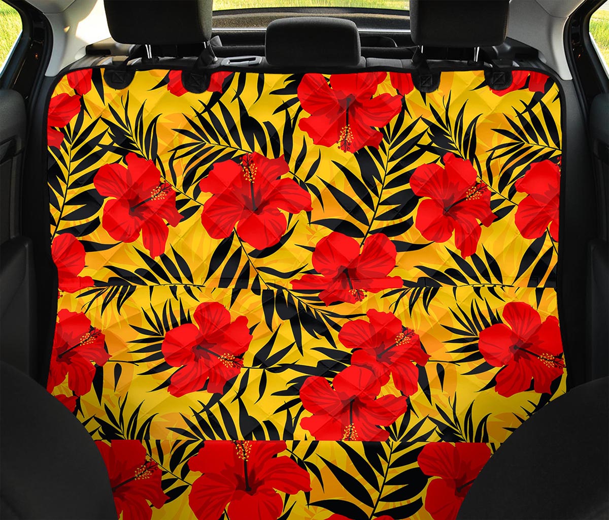 Hawaiian Hibiscus Flowers Pattern Print Pet Car Back Seat Cover