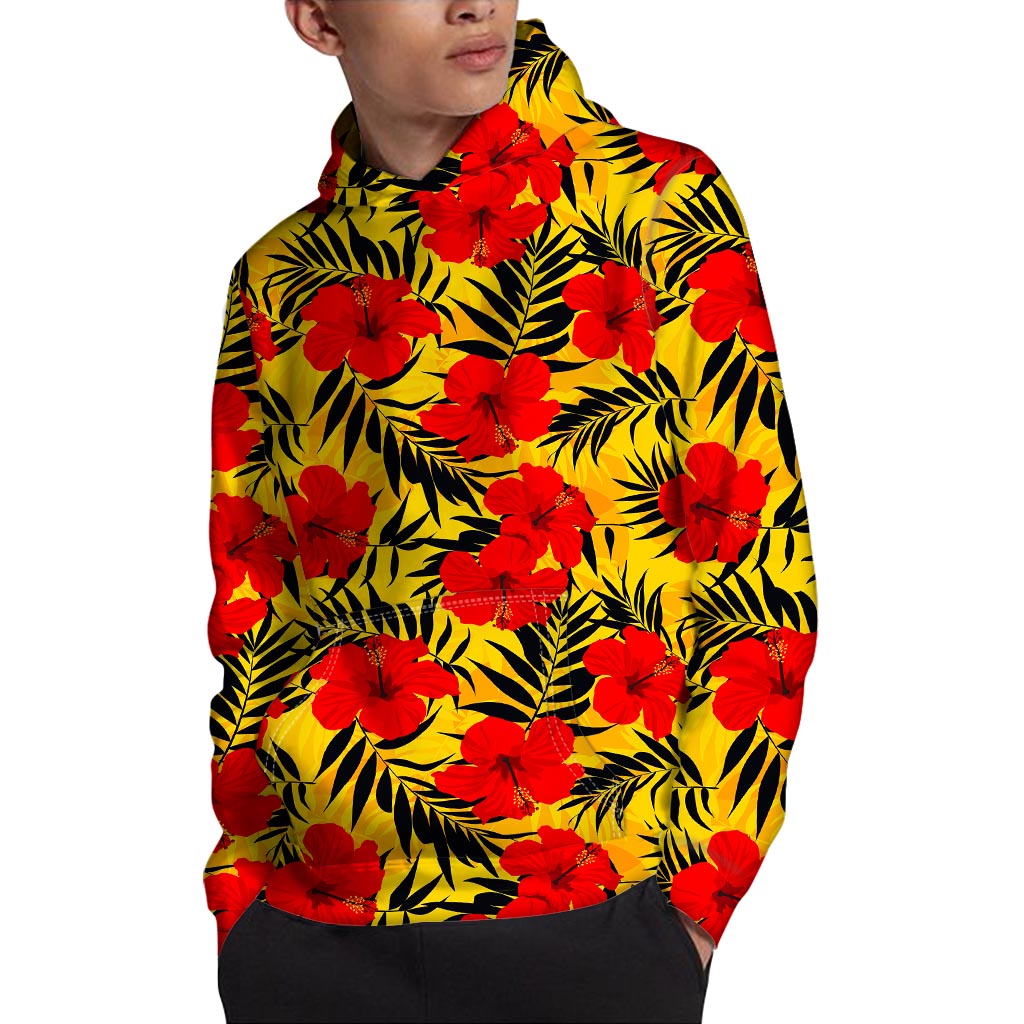 Hawaiian Hibiscus Flowers Pattern Print Pullover Hoodie