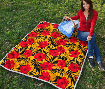 Hawaiian Hibiscus Flowers Pattern Print Quilt