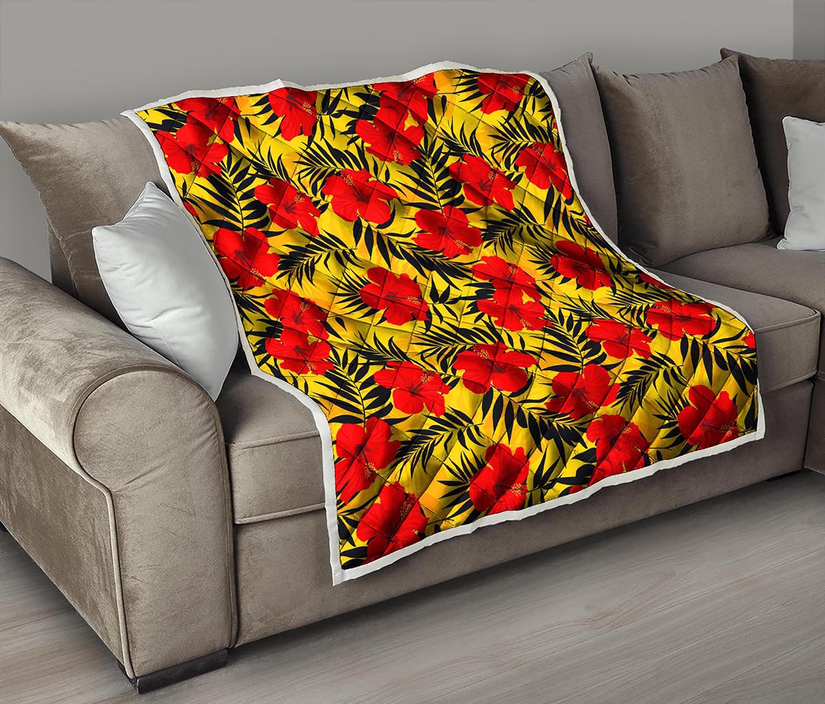 Hawaiian Hibiscus Flowers Pattern Print Quilt