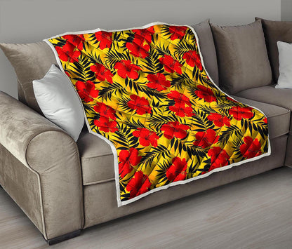 Hawaiian Hibiscus Flowers Pattern Print Quilt
