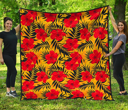 Hawaiian Hibiscus Flowers Pattern Print Quilt