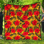Hawaiian Hibiscus Flowers Pattern Print Quilt