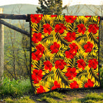 Hawaiian Hibiscus Flowers Pattern Print Quilt