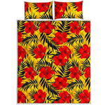 Hawaiian Hibiscus Flowers Pattern Print Quilt Bed Set