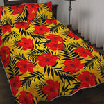 Hawaiian Hibiscus Flowers Pattern Print Quilt Bed Set