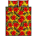 Hawaiian Hibiscus Flowers Pattern Print Quilt Bed Set