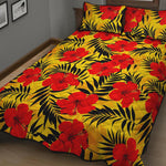 Hawaiian Hibiscus Flowers Pattern Print Quilt Bed Set