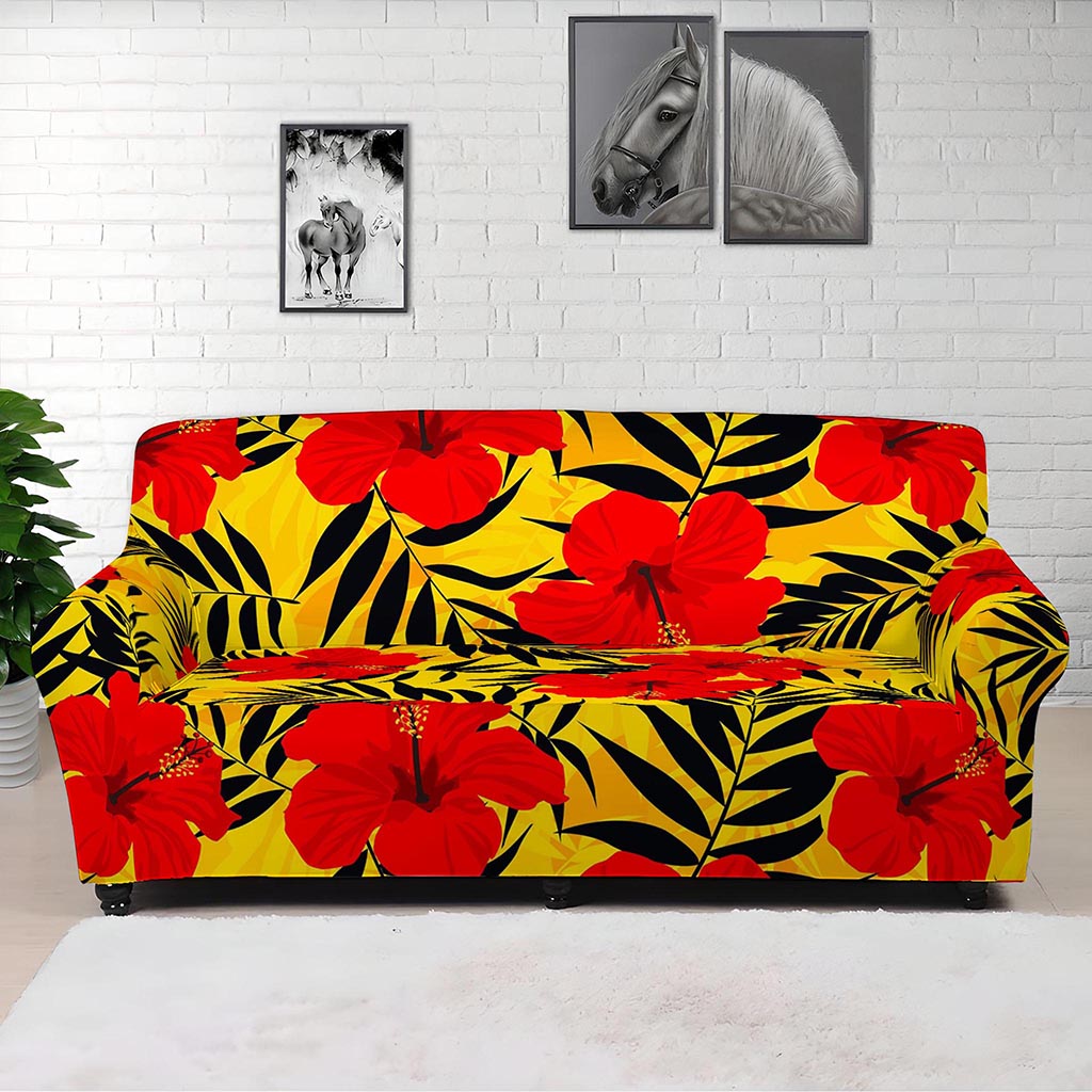 Hawaiian Hibiscus Flowers Pattern Print Sofa Cover