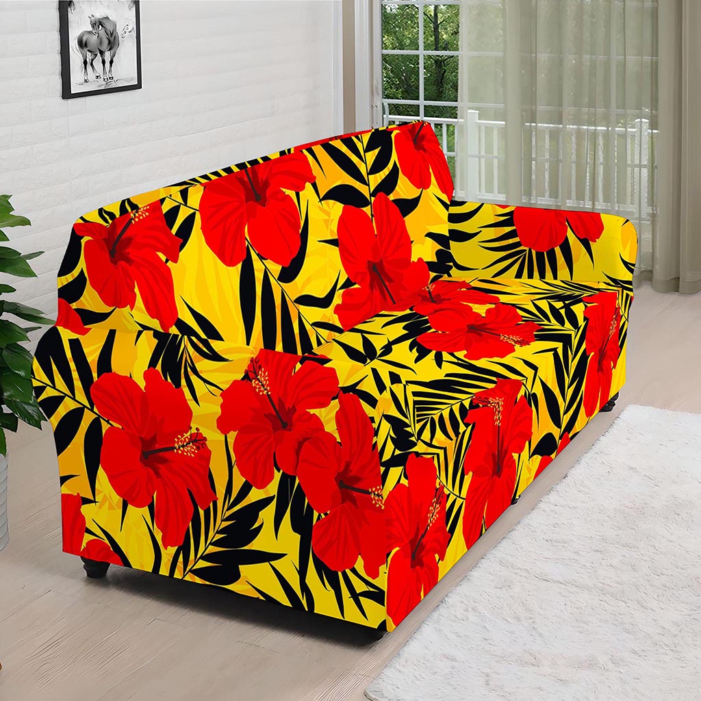 Hawaiian Hibiscus Flowers Pattern Print Sofa Cover