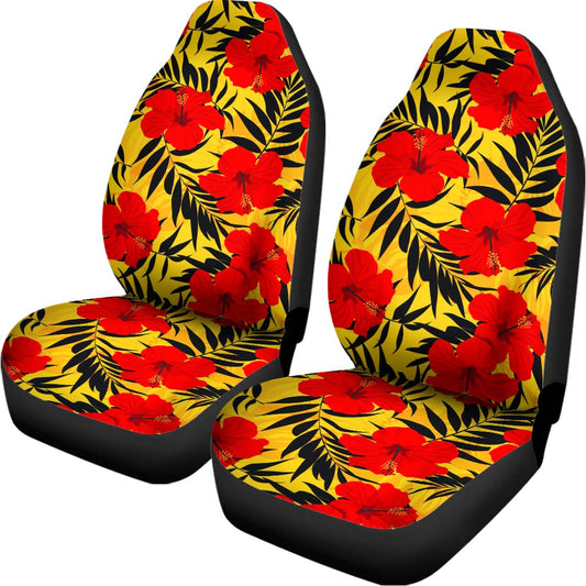 Hawaiian Hibiscus Flowers Pattern Print Universal Fit Car Seat Covers