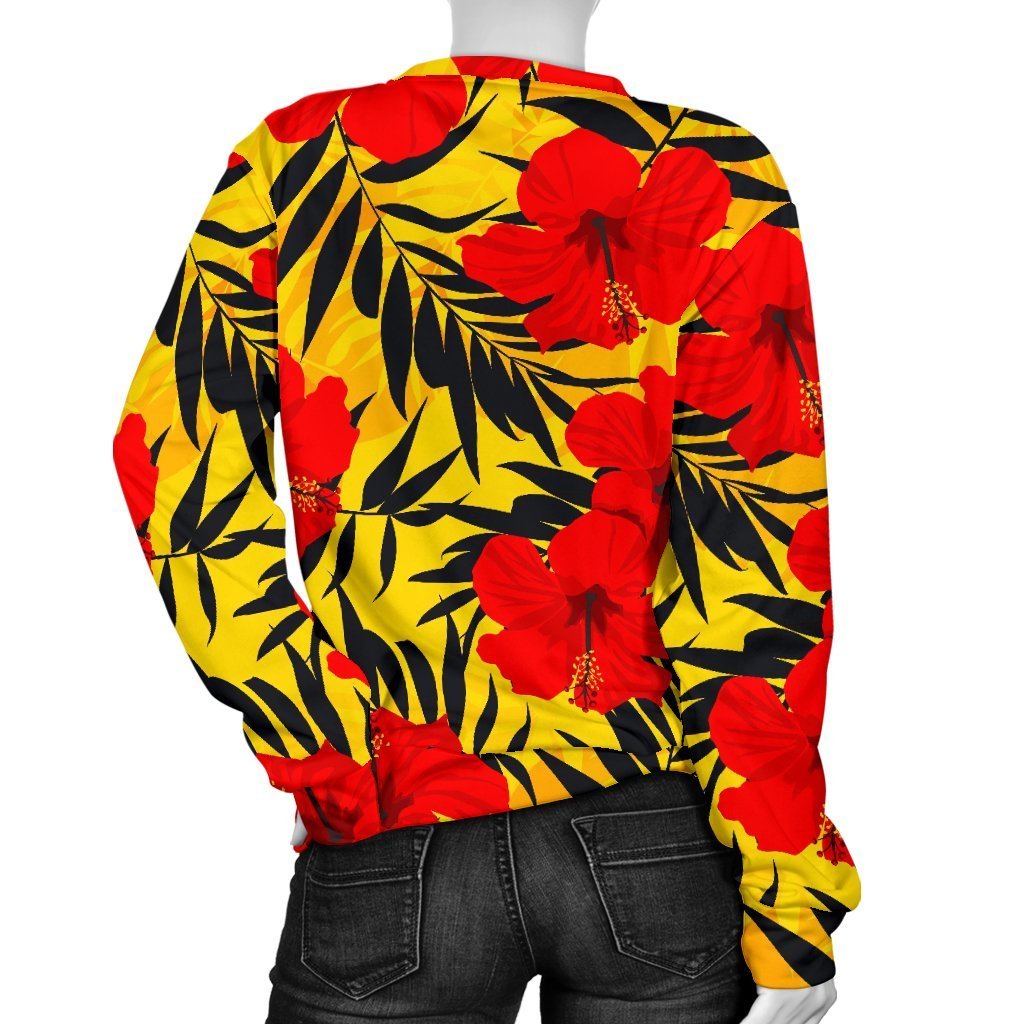 Hawaiian Hibiscus Flowers Pattern Print Women's Crewneck Sweatshirt GearFrost
