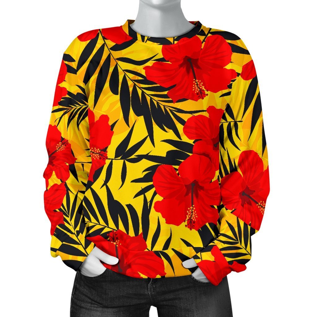 Hawaiian Hibiscus Flowers Pattern Print Women's Crewneck Sweatshirt GearFrost