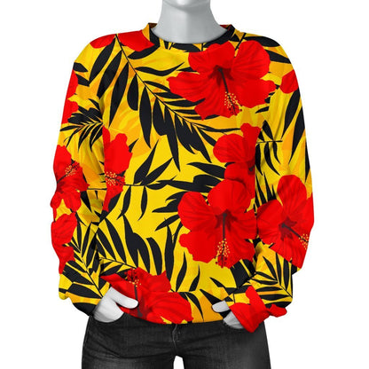 Hawaiian Hibiscus Flowers Pattern Print Women's Crewneck Sweatshirt GearFrost