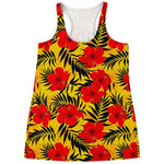 Hawaiian Hibiscus Flowers Pattern Print Women's Racerback Tank Top