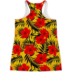 Hawaiian Hibiscus Flowers Pattern Print Women's Racerback Tank Top
