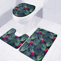 Hawaiian Palm Leaves Pattern Print 3 Piece Bath Mat Set