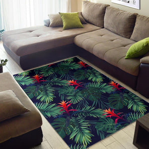 Hawaiian Palm Leaves Pattern Print Area Rug GearFrost