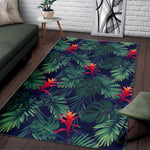 Hawaiian Palm Leaves Pattern Print Area Rug GearFrost