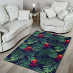 Hawaiian Palm Leaves Pattern Print Area Rug GearFrost