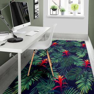 Hawaiian Palm Leaves Pattern Print Area Rug GearFrost