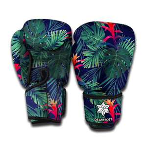 Hawaiian Palm Leaves Pattern Print Boxing Gloves