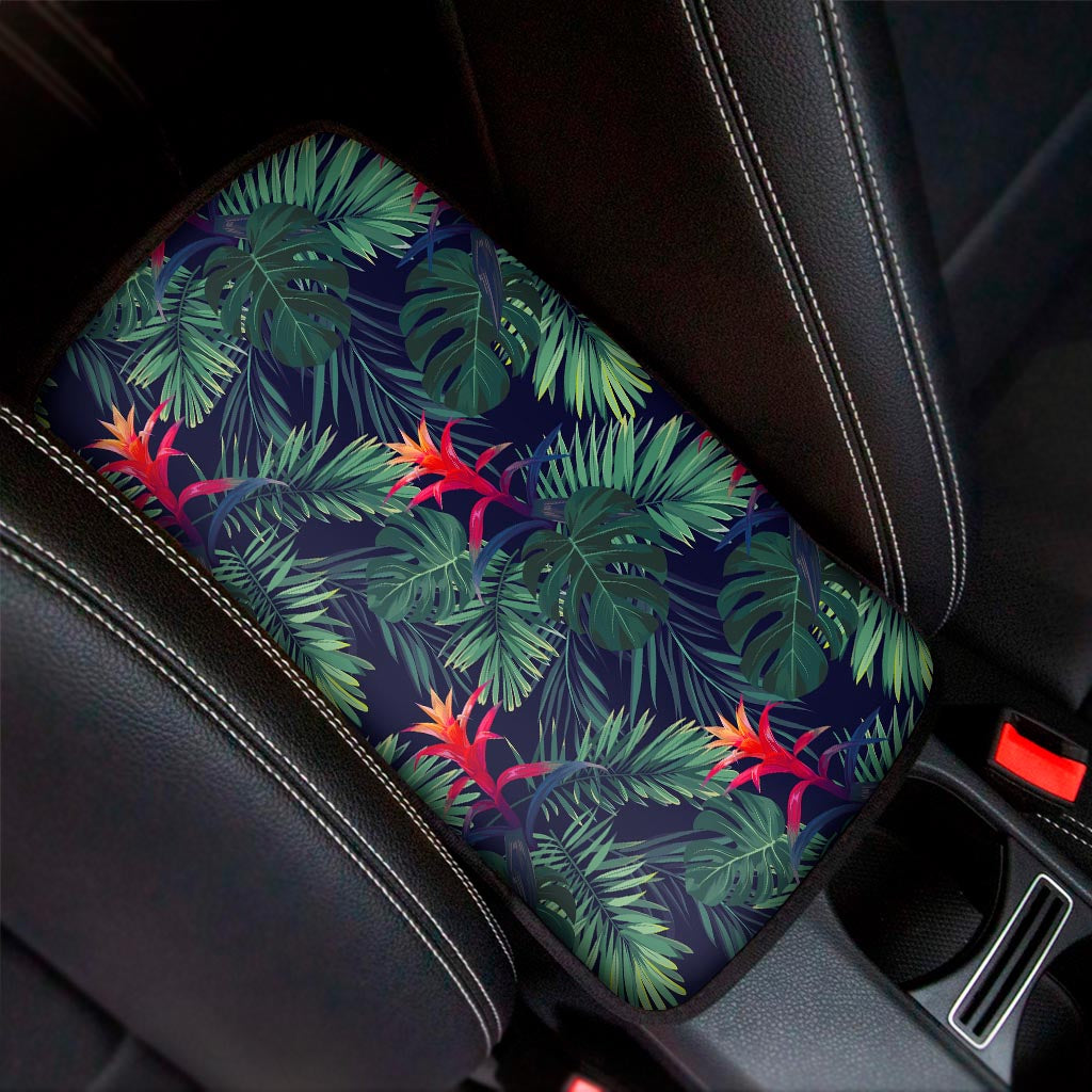 Hawaiian Palm Leaves Pattern Print Car Center Console Cover