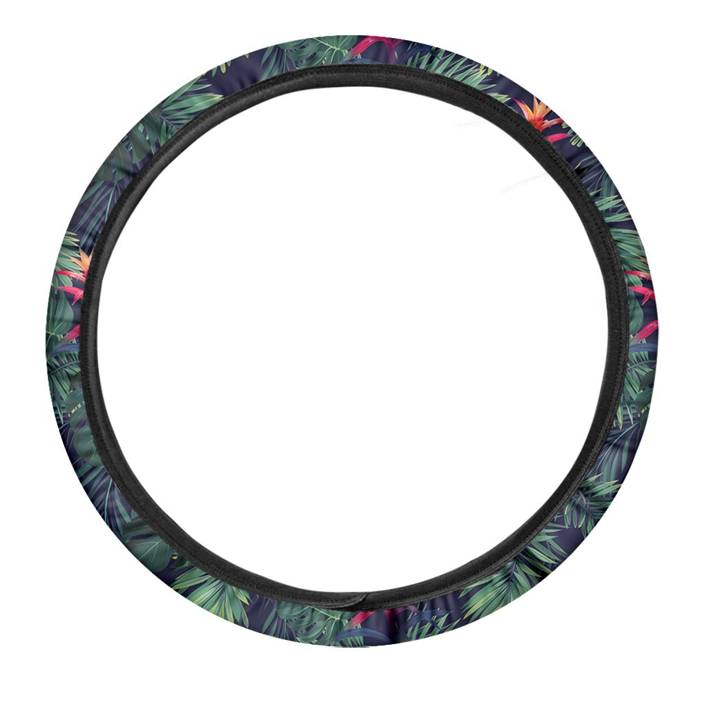 Hawaiian Palm Leaves Pattern Print Car Steering Wheel Cover