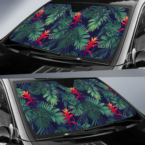 Hawaiian Palm Leaves Pattern Print Car Sun Shade GearFrost