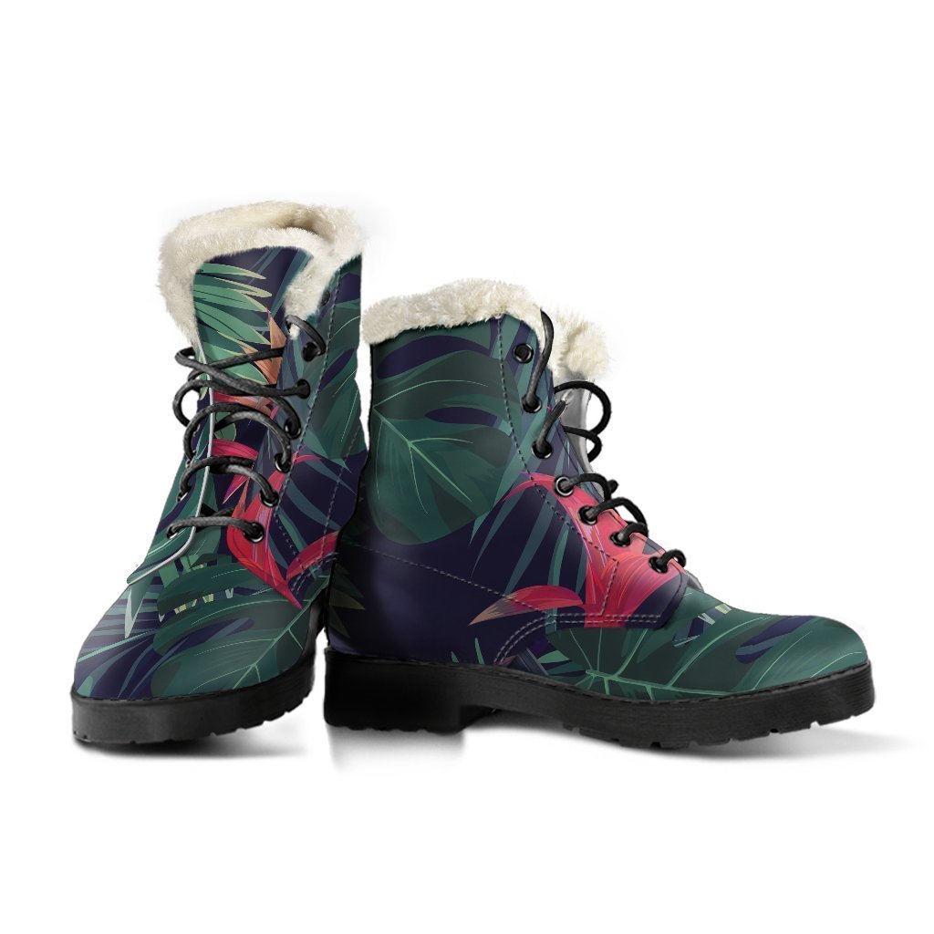 Hawaiian Palm Leaves Pattern Print Comfy Boots GearFrost